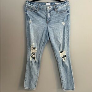 Light Blue Distressed Women’s Jeans - Casual Slim Fit